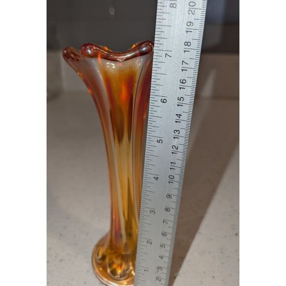 Carnival Glass Vase Circa 1907-1930  Imperial Glass Co. Marigold Iridescent - Picture 7 of 10